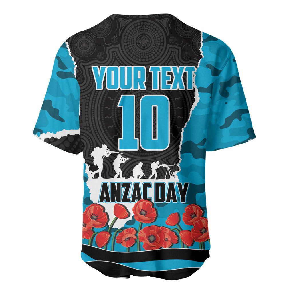 Personalized Sharks ANZAC Tribute Baseball Jersey Poppy Field Soldier Silhouette Aboriginal Rugby Mascot