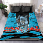Personalized Sharks ANZAC Tribute Bedding Set Poppy Field Soldier Silhouette Aboriginal Rugby Mascot