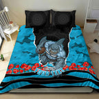Personalized Sharks ANZAC Tribute Bedding Set Poppy Field Soldier Silhouette Aboriginal Rugby Mascot