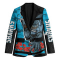 Personalized Sharks ANZAC Tribute Blazer Poppy Field Soldier Silhouette Aboriginal Rugby Mascot