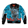Personalized Sharks ANZAC Tribute Bomber Jacket Poppy Field Soldier Silhouette Aboriginal Rugby Mascot