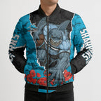 Personalized Sharks ANZAC Tribute Bomber Puffer Jacket Poppy Field Soldier Silhouette Aboriginal Rugby Mascot