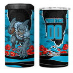 Personalized Sharks ANZAC Tribute 4 in 1 Can Cooler Tumbler Poppy Field Soldier Silhouette Aboriginal Rugby Mascot