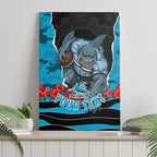 Personalized Sharks ANZAC Tribute Canvas Wall Art Poppy Field Soldier Silhouette Aboriginal Rugby Mascot