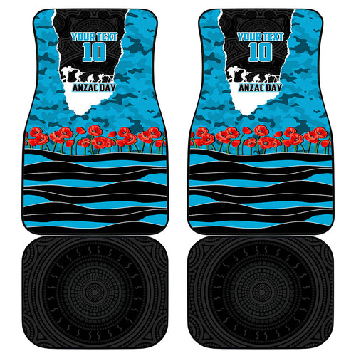 Personalized Sharks ANZAC Tribute Car Mats Poppy Field Soldier Silhouette Aboriginal Rugby Mascot