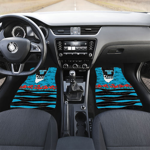 Personalized Sharks ANZAC Tribute Car Mats Poppy Field Soldier Silhouette Aboriginal Rugby Mascot