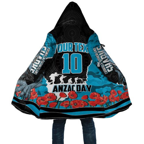 Personalized Sharks ANZAC Tribute Cloak Poppy Field Soldier Silhouette Aboriginal Rugby Mascot
