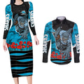 Personalized Sharks ANZAC Tribute Couples Matching Long Sleeve Bodycon Dress and Long Sleeve Button Shirt Poppy Field Soldier Silhouette Aboriginal Rugby Mascot