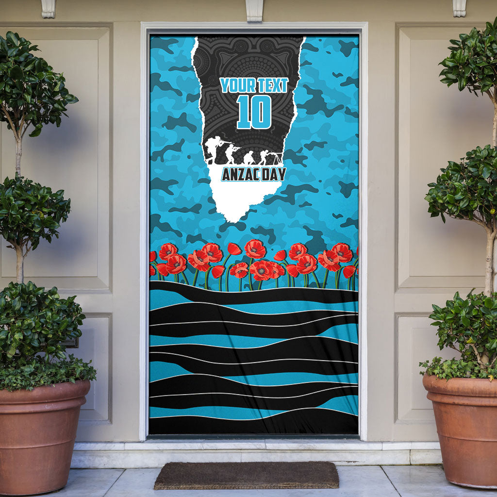 Personalized Sharks ANZAC Tribute Door Cover Poppy Field Soldier Silhouette Aboriginal Rugby Mascot