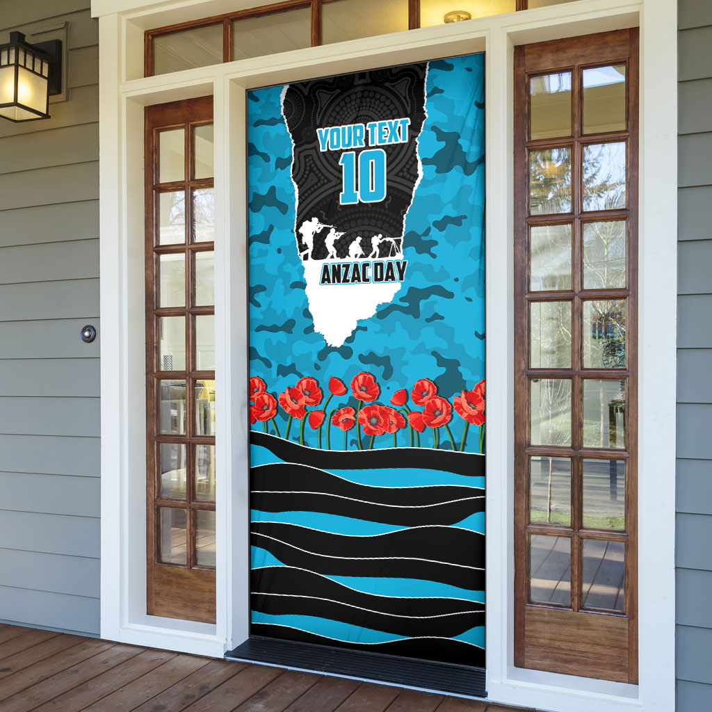 Personalized Sharks ANZAC Tribute Door Cover Poppy Field Soldier Silhouette Aboriginal Rugby Mascot