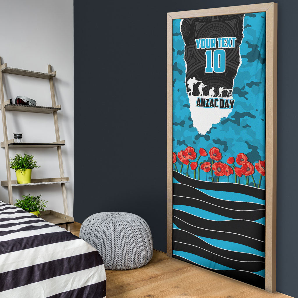 Personalized Sharks ANZAC Tribute Door Cover Poppy Field Soldier Silhouette Aboriginal Rugby Mascot
