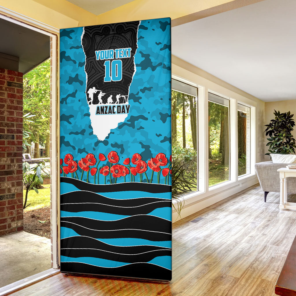 Personalized Sharks ANZAC Tribute Door Cover Poppy Field Soldier Silhouette Aboriginal Rugby Mascot