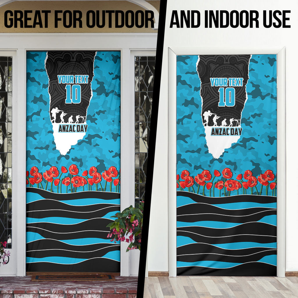 Personalized Sharks ANZAC Tribute Door Cover Poppy Field Soldier Silhouette Aboriginal Rugby Mascot