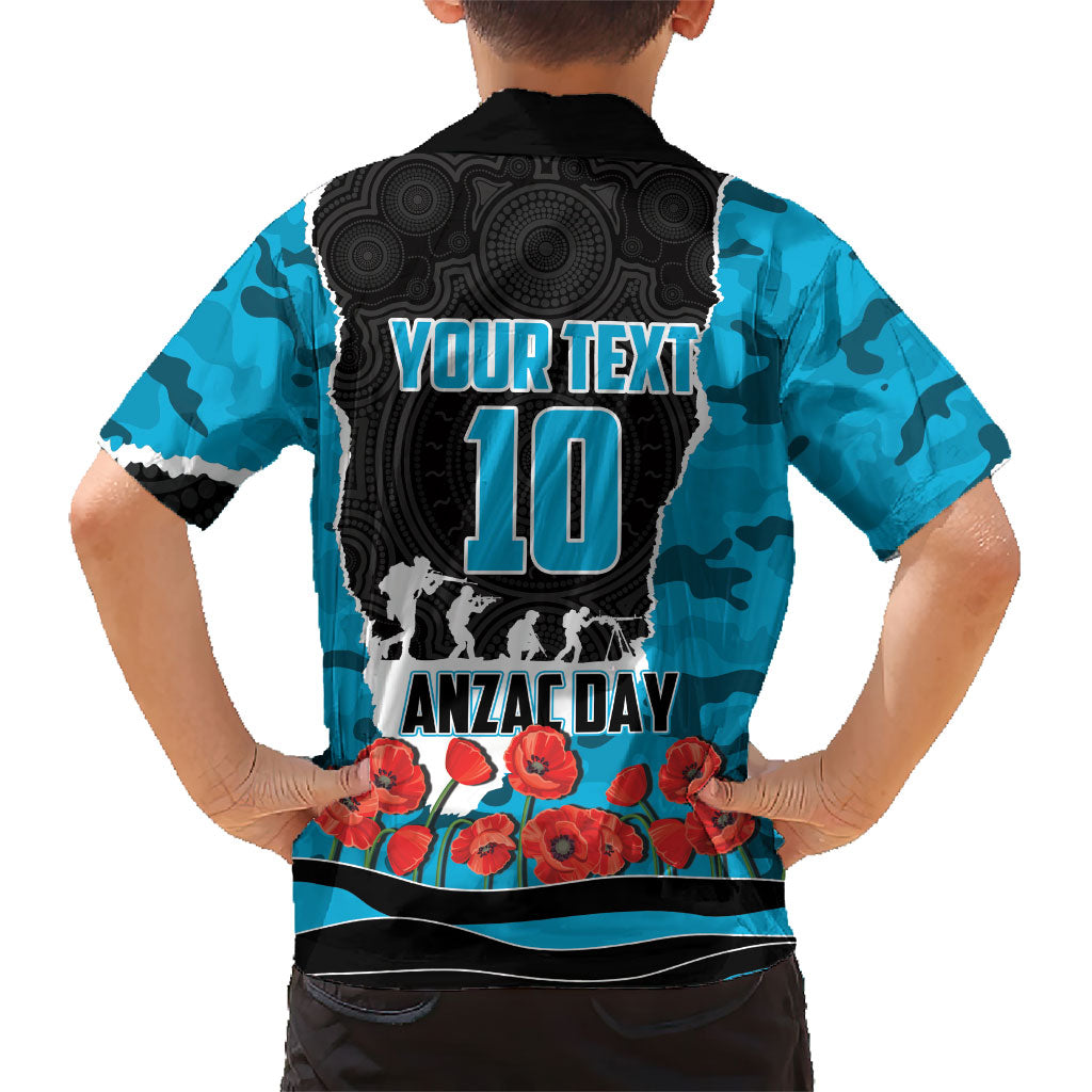 Personalized Sharks ANZAC Tribute Family Matching Off Shoulder Maxi Dress and Hawaiian Shirt Poppy Field Soldier Silhouette Aboriginal Rugby Mascot
