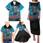 Personalized Sharks ANZAC Tribute Family Matching Puletasi and Hawaiian Shirt Poppy Field Soldier Silhouette Aboriginal Rugby Mascot