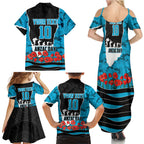 Personalized Sharks ANZAC Tribute Family Matching Summer Maxi Dress and Hawaiian Shirt Poppy Field Soldier Silhouette Aboriginal Rugby Mascot