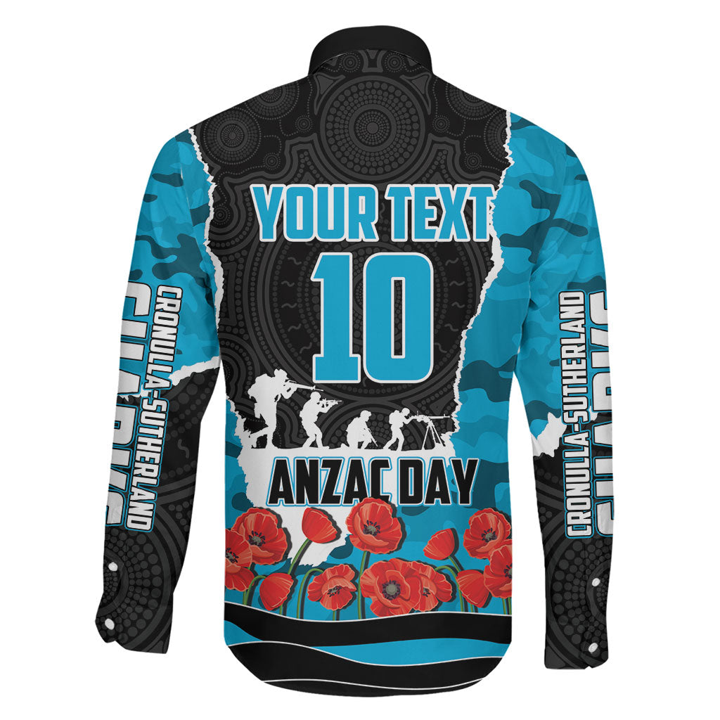 Personalized Sharks ANZAC Tribute Family Matching Summer Maxi Dress and Hawaiian Shirt Poppy Field Soldier Silhouette Aboriginal Rugby Mascot