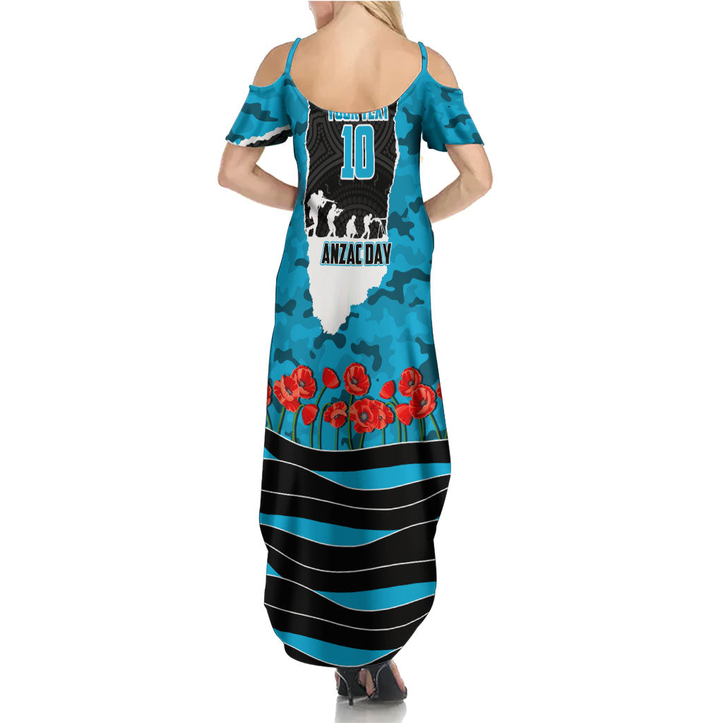Personalized Sharks ANZAC Tribute Family Matching Summer Maxi Dress and Hawaiian Shirt Poppy Field Soldier Silhouette Aboriginal Rugby Mascot