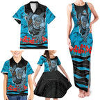 Personalized Sharks ANZAC Tribute Family Matching Tank Maxi Dress and Hawaiian Shirt Poppy Field Soldier Silhouette Aboriginal Rugby Mascot