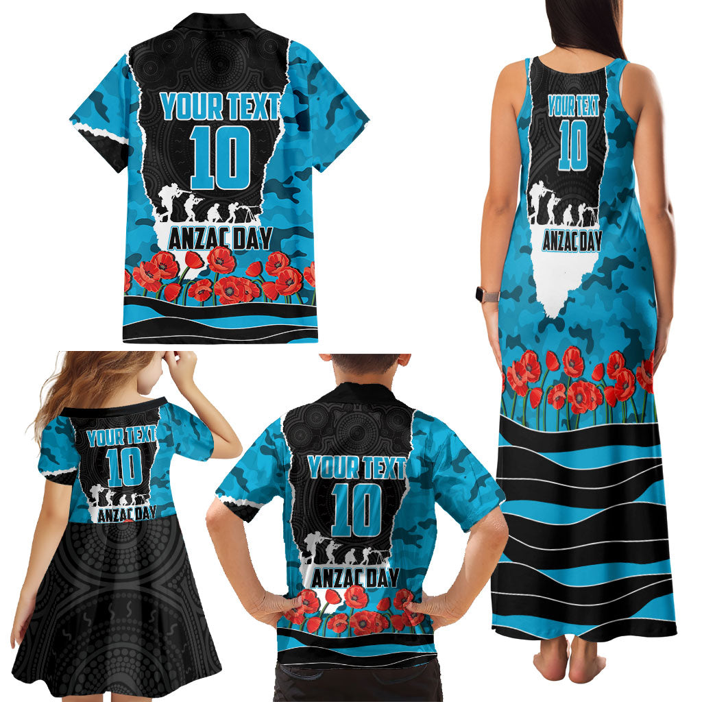Personalized Sharks ANZAC Tribute Family Matching Tank Maxi Dress and Hawaiian Shirt Poppy Field Soldier Silhouette Aboriginal Rugby Mascot