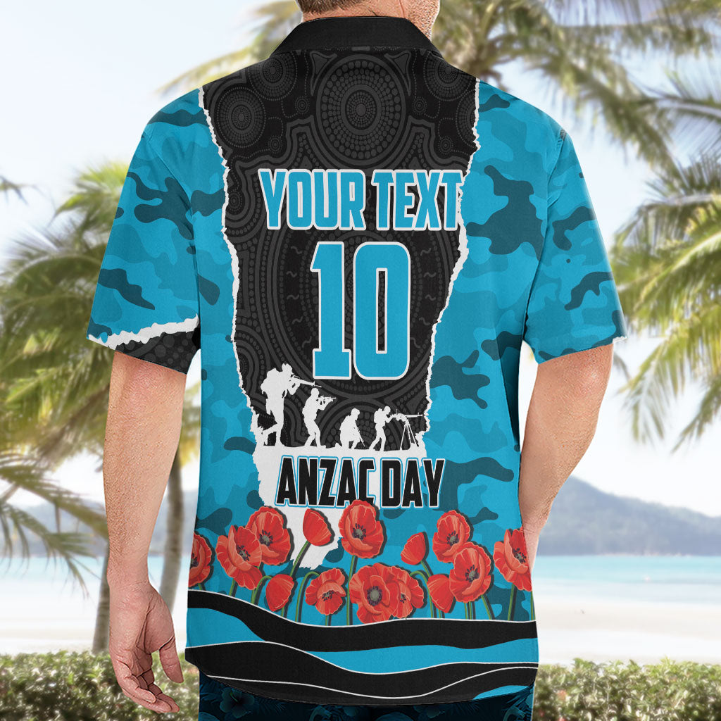 Personalized Sharks ANZAC Tribute Hawaiian Shirt Poppy Field Soldier Silhouette Aboriginal Rugby Mascot