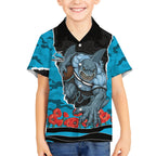 Personalized Sharks ANZAC Tribute Hawaiian Shirt Poppy Field Soldier Silhouette Aboriginal Rugby Mascot