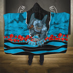 Personalized Sharks ANZAC Tribute Hooded Blanket Poppy Field Soldier Silhouette Aboriginal Rugby Mascot