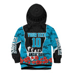 Personalized Sharks ANZAC Tribute Kid Hoodie Poppy Field Soldier Silhouette Aboriginal Rugby Mascot