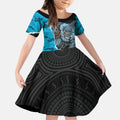 Personalized Sharks ANZAC Tribute Kid Short Sleeve Dress Poppy Field Soldier Silhouette Aboriginal Rugby Mascot