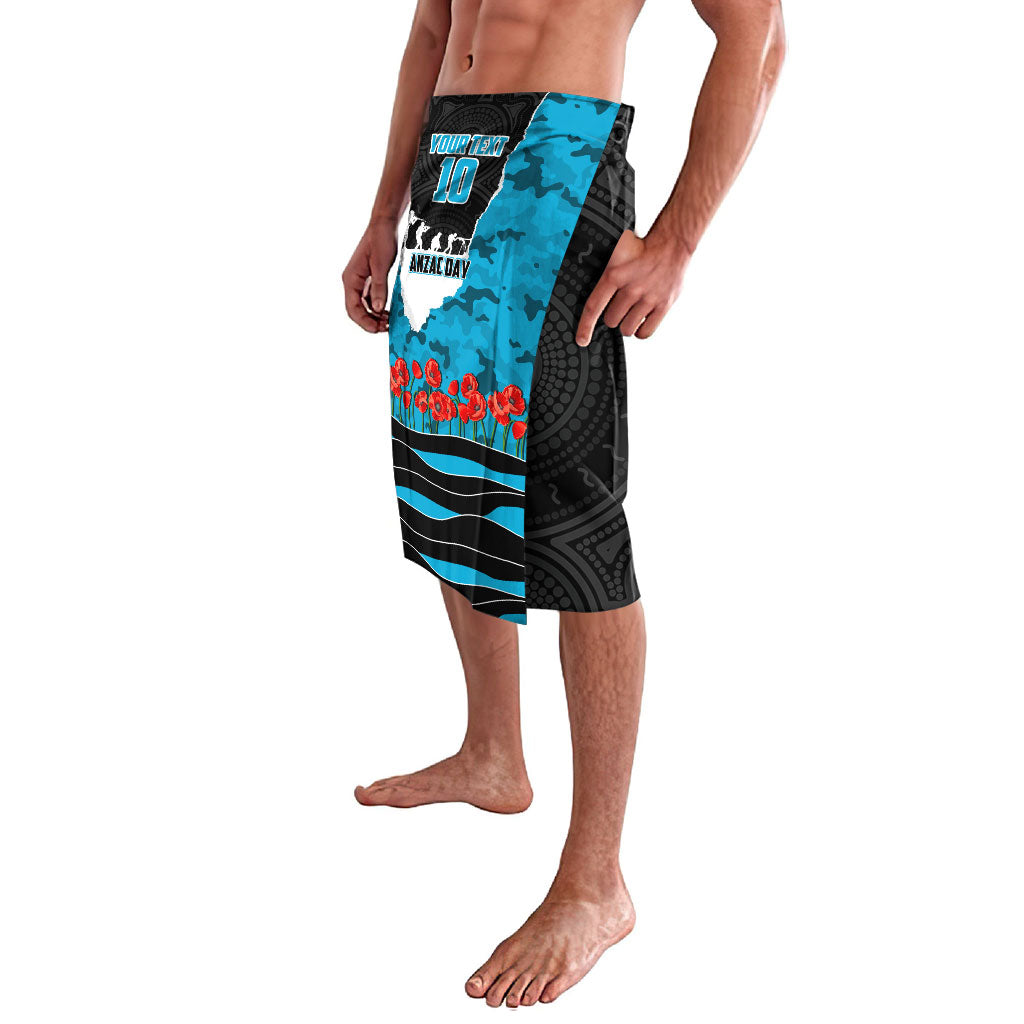 Personalized Sharks ANZAC Tribute Lavalava Poppy Field Soldier Silhouette Aboriginal Rugby Mascot