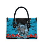 Personalized Sharks ANZAC Tribute Leather Bag Poppy Field Soldier Silhouette Aboriginal Rugby Mascot