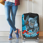 Personalized Sharks ANZAC Tribute Luggage Cover Poppy Field Soldier Silhouette Aboriginal Rugby Mascot