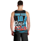 Personalized Sharks ANZAC Tribute Men Tank Top Poppy Field Soldier Silhouette Aboriginal Rugby Mascot