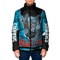 Personalized Sharks ANZAC Tribute Padded Jacket Poppy Field Soldier Silhouette Aboriginal Rugby Mascot