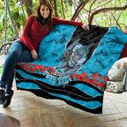 Personalized Sharks ANZAC Tribute Quilt Poppy Field Soldier Silhouette Aboriginal Rugby Mascot