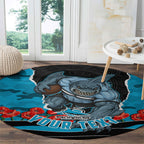 Personalized Sharks ANZAC Tribute Round Carpet Poppy Field Soldier Silhouette Aboriginal Rugby Mascot