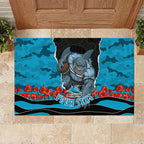 Personalized Sharks ANZAC Tribute Rubber Doormat Poppy Field Soldier Silhouette Aboriginal Rugby Mascot