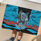 Personalized Sharks ANZAC Tribute Rubber Doormat Poppy Field Soldier Silhouette Aboriginal Rugby Mascot