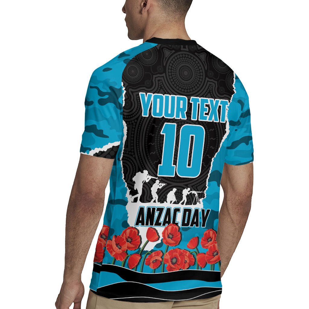 Personalized Sharks ANZAC Tribute Rugby Jersey Poppy Field Soldier Silhouette Aboriginal Rugby Mascot