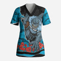 Personalized Sharks ANZAC Tribute Scrub Top Poppy Field Soldier Silhouette Aboriginal Rugby Mascot