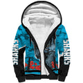Personalized Sharks ANZAC Tribute Sherpa Hoodie Poppy Field Soldier Silhouette Aboriginal Rugby Mascot