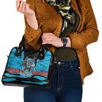 Personalized Sharks ANZAC Tribute Shoulder Handbag Poppy Field Soldier Silhouette Aboriginal Rugby Mascot