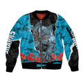 Personalized Sharks ANZAC Tribute Sleeve Zip Bomber Jacket Poppy Field Soldier Silhouette Aboriginal Rugby Mascot
