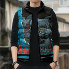 Personalized Sharks ANZAC Tribute Sleeveless Puffer Jacket Poppy Field Soldier Silhouette Aboriginal Rugby Mascot