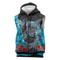 Personalized Sharks ANZAC Tribute Sleeveless Zip Hoodie Poppy Field Soldier Silhouette Aboriginal Rugby Mascot