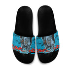Personalized Sharks ANZAC Tribute Slide Sandals Poppy Field Soldier Silhouette Aboriginal Rugby Mascot