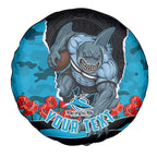 Personalized Sharks ANZAC Tribute Spare Tire Cover Poppy Field Soldier Silhouette Aboriginal Rugby Mascot