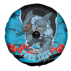 Personalized Sharks ANZAC Tribute Spare Tire Cover Poppy Field Soldier Silhouette Aboriginal Rugby Mascot