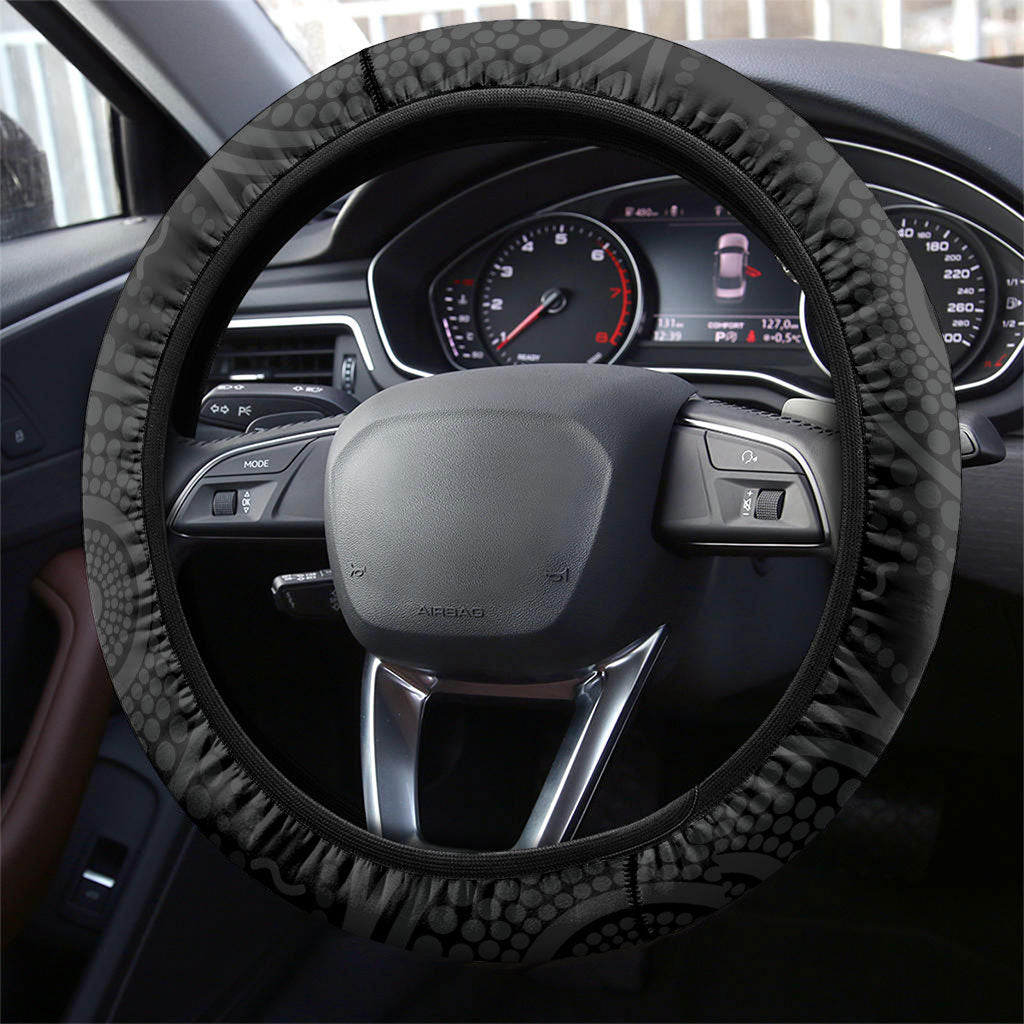Sharks ANZAC Tribute Steering Wheel Cover Poppy Field Soldier Silhouette Aboriginal Rugby Mascot