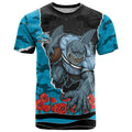 Personalized Sharks ANZAC Tribute T Shirt Poppy Field Soldier Silhouette Aboriginal Rugby Mascot